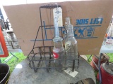 Mixed Glass Oil Bottles and Rack