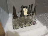 Vintage Glass Oil Bottles and Rack
