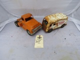 Vintage Tin Milk Truck and Truck for restore