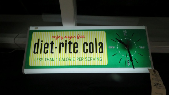 Diet Rite Cola Lighted Clock and Sign