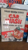 Eager Beaver Car Wash Poster Framed