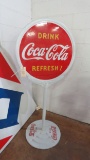 Coca Cola Porcelain Lollipop Curb Sign