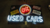 OK Used Cars Neon Sign with License Plates