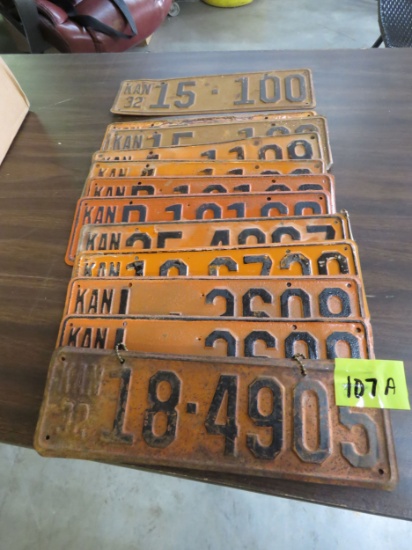 Grouping of Kansas 1932 License Plates