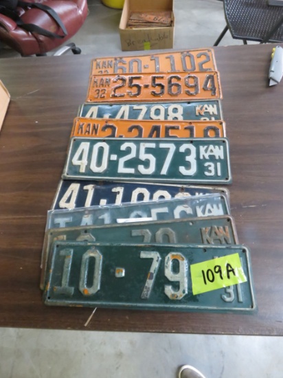 Grouping of Kansas 1932 License Plates