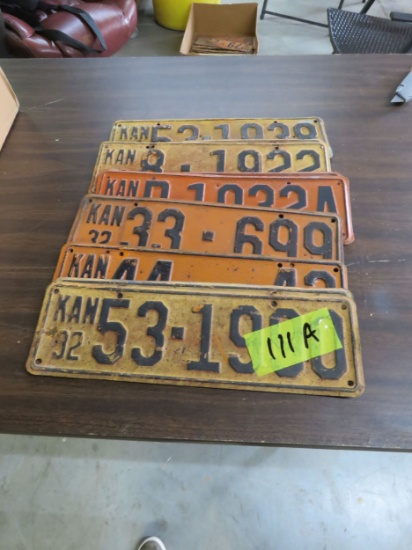 Grouping of Kansas 1932 License Plates