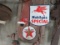 Mobil Oil & Texaco Porcelain Sign and license plate topper group