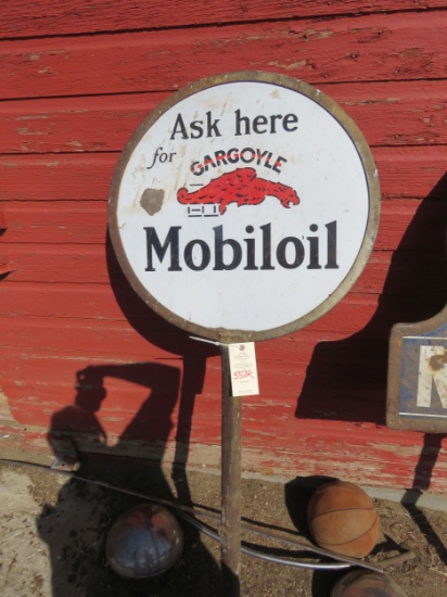 Mobil Oil Porcelain lollipop Sign