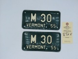 Vermont 1955 motorcycle license plates
