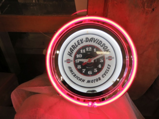 Harley Davidson Neon Clock