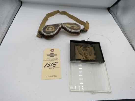 Harley Davidson Motorcycle Goggles and Belt Buckle Group