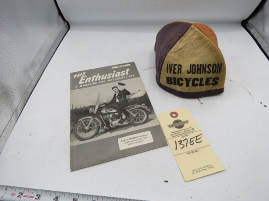 Iver Johnson Beanie and 1956 Motor Enthusiast Magazine with Elvis Pressley
