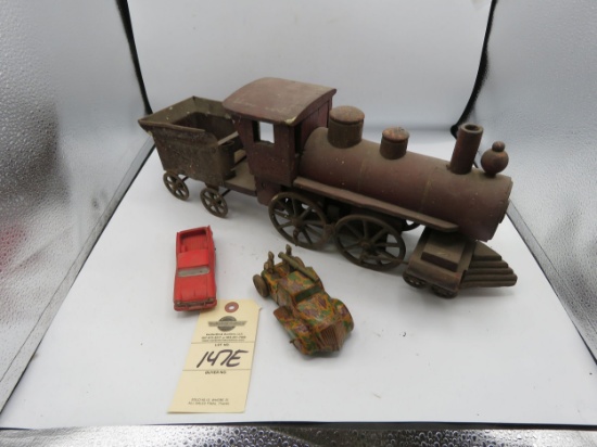 Vintage Toy Train, Tank, Car Group