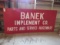 Single-Sided Banek Implement Company Sign