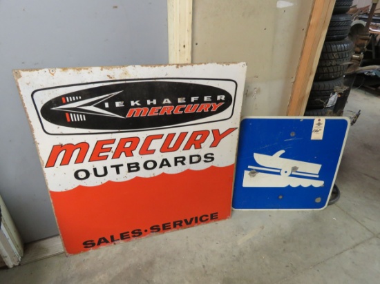 Mercury Outboard Boats Sign and Boat Landing Sign