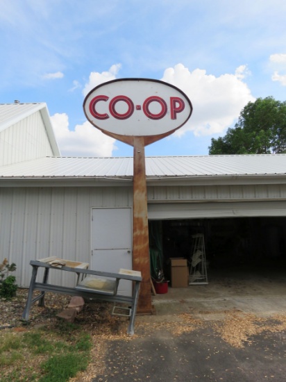 Coop Painted Tin DS sign in Oval Stand