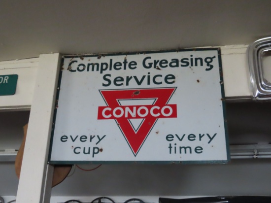 Conoco Complete Greasing Service Porcelain Sign