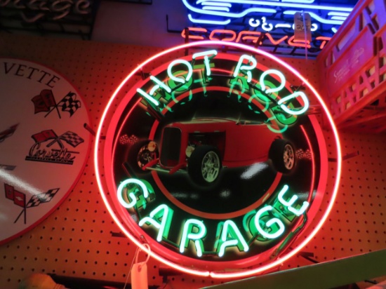 Hot Rod Garage Custom Sign to match the 1932 Glass Hi-Boy on auction