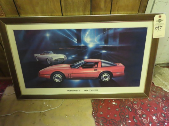 Chevrolet Corvette Framed Corvette Dealer Poster 21x35