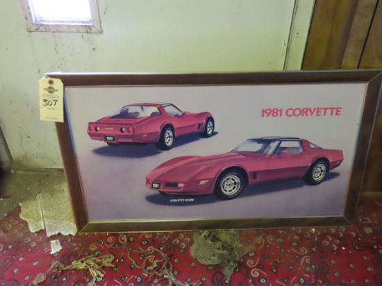 Chevrolet Corvette Framed Corvette Dealer Poster 21x35