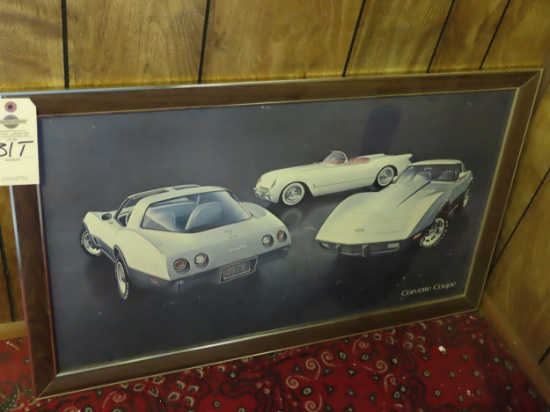 Chevrolet Corvette Framed Corvette Dealer Poster 21x35