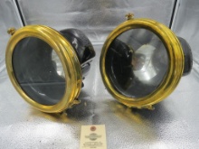 Pair of Brass Black Victor Headlights