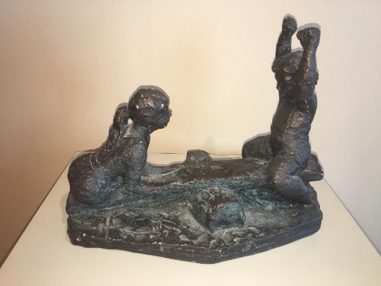 Bronze Kids on a See Saw Statue