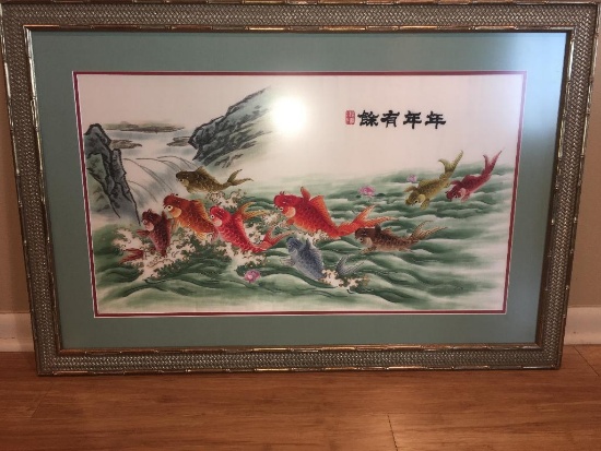 Oriental Framed Embroidered Silk