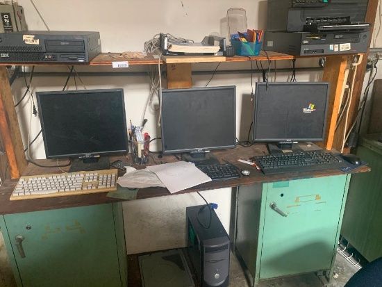 Desk and computer equipment