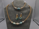 Necklace, Bracelet & Earrings on rope (magnetic)