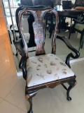 oriental style upholstered and wood side chairs