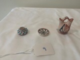 Three miniature pots:wedding vase, plate and jar, Artist:... unknown