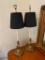 Two Candelabra Style Lamps with Brass bases and shades