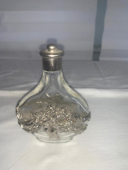 Glass and Silver Perfume Bottle