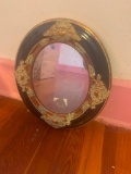 Framed Oval Mirror with Gold and Black Frame