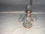 Genie Lamp Shaped Clear Glass Perfume bottle with gold trim