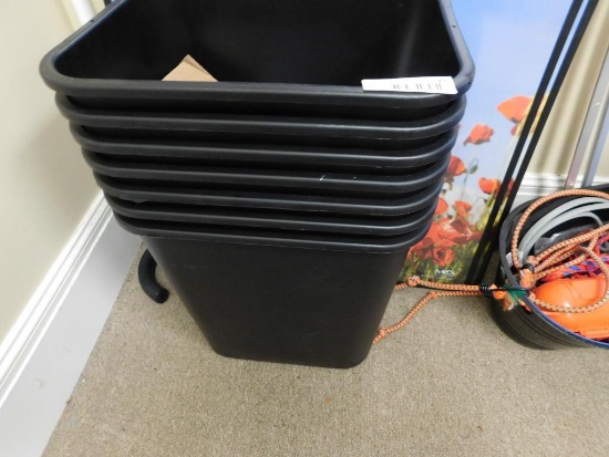 Misc Lot of 7 Trash Cans, 2 Mail Sorters and Scale
