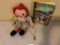 Original Raggedy Ann doll, book (published 1961 Raggedy Ann & The Golden Ring), & necklace