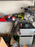 2 Shelving units of misc. tools, parts, and pipes