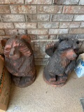Set of 2 wooden bear statues