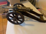 Brass & wood cannon statue