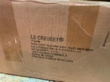 Le Creuset deep square dish, mist gray - new in box