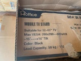 Misc lot TV stand, safe base, & 2 speakers