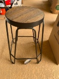 Two black counter height metal rustic pine stools (new)