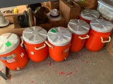 Lot of six Medium Rubbermaid coolers