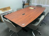 Conference table and six rolling chairs