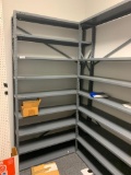 Five sections of light duty shelving