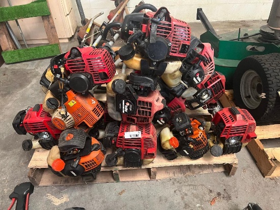 Pallet of Misc Gas Trimmers, Weed eaters in various stages of repair (@14)