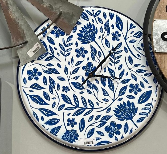Clock with Blue Flowers