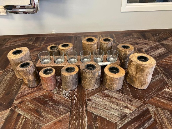 Lot of Misc Wood Candle Holders